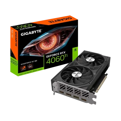 Gigabyte GeForce RTX 4060 Ti - Grafická karta a jej balenie so zobrazením loga GIGABYTE