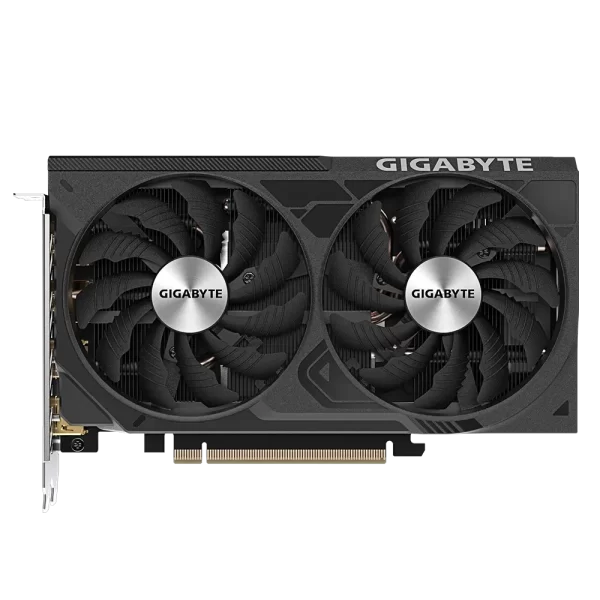 Gigabyte GeForce RTX 4060 Ti - Priamy pohľad na grafickú kartu so zobrazením dvoch ventilátorov