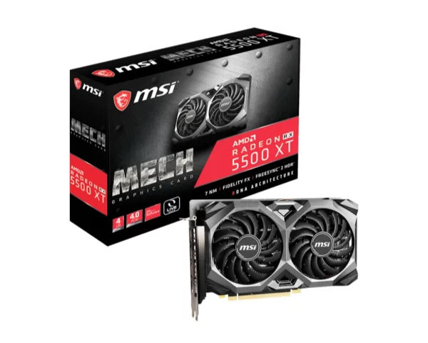 MSI Radeon RX 5500 XT MECH 4G - Grafická karta so zobrazením balenia a produktu