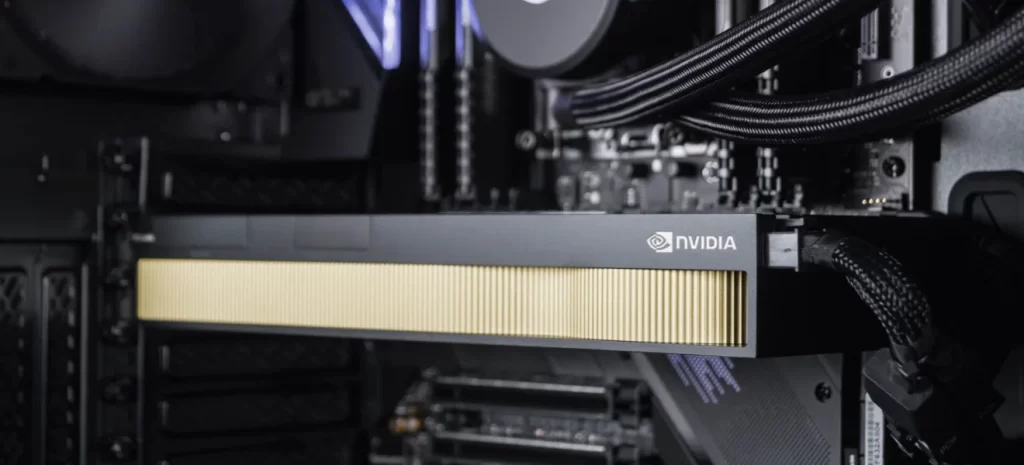 Nvidia RTX A6000 - pohľad na GPU v skrinke