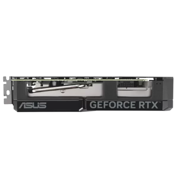 ASUS Dual GeForce RTX 4070 SUPER EVO OC 12GB - Pohľad na hornú stranu grafickej karty s logom ASUS a chladiacim systémom