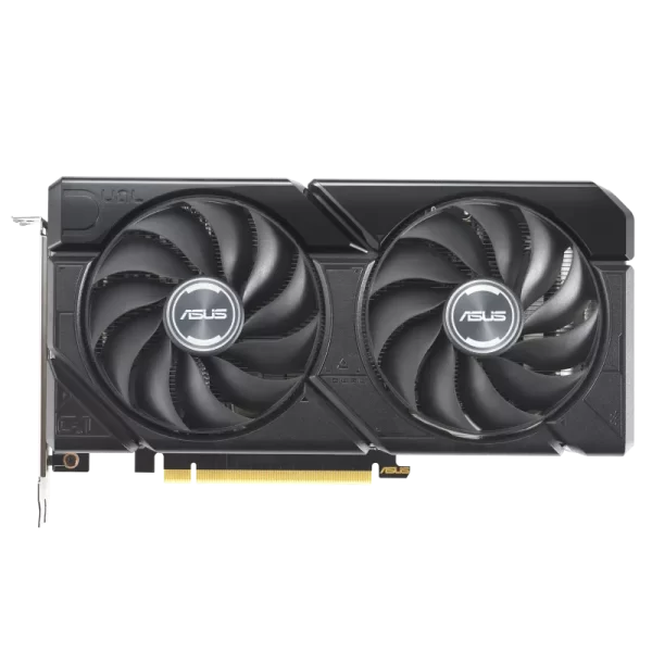 ASUS Dual GeForce RTX 4070 SUPER EVO OC 12GB - Pohľad na prednú stranu grafickej karty s dvomi ventilátormi