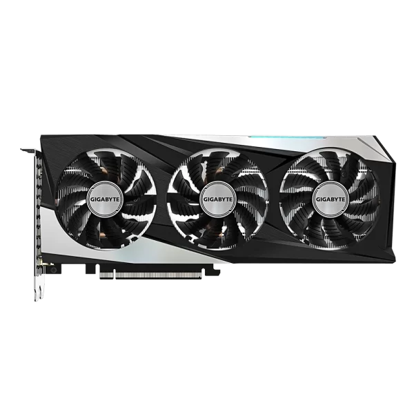 Gigabyte GeForce RTX 3060 GAMING OC 12G - Pohľad na trojitý ventilátor chladiaceho systému z boku