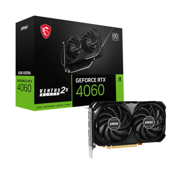 MSI GeForce RTX 4060 VENTUS 2X BLACK 8G OC - Balenie s grafickou kartou a krabicou