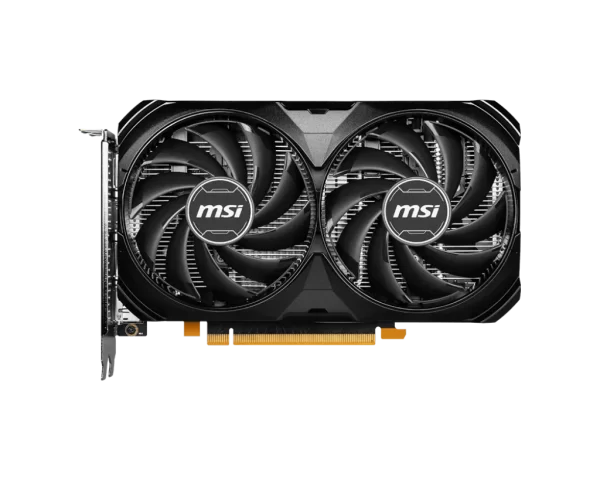 MSI GeForce RTX 4060 VENTUS 2X BLACK 8G OC - Priamy pohľad na grafickú kartu s dvomi ventilátormi