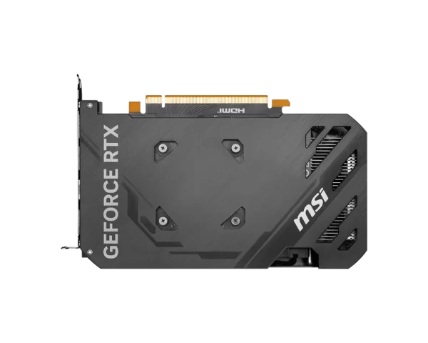 MSI GeForce RTX 4060 VENTUS 2X BLACK 8G OC - Zadná strana grafickej karty s nápisom GeForce RTX