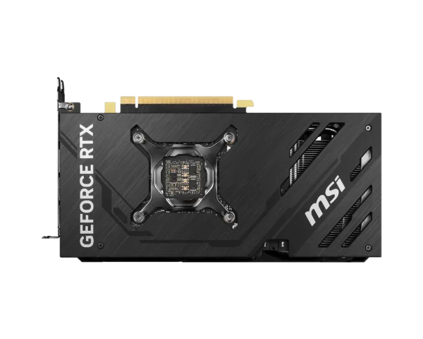 MSI GeForce RTX 4070 SUPER 12G VENTUS 2X OC - Zadná strana grafickej karty s chladením a brandingom