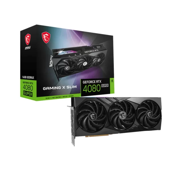 MSI GeForce RTX 4080 SUPER 16G GAMING X SLIM - Balenie a grafická karta s trojitým ventilátorovým chladením