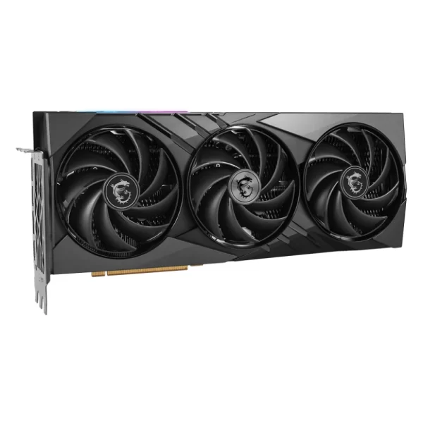 MSI GeForce RTX 4080 SUPER 16G GAMING X SLIM - Pohľad na grafickú kartu s trojitým ventilátorom zľava