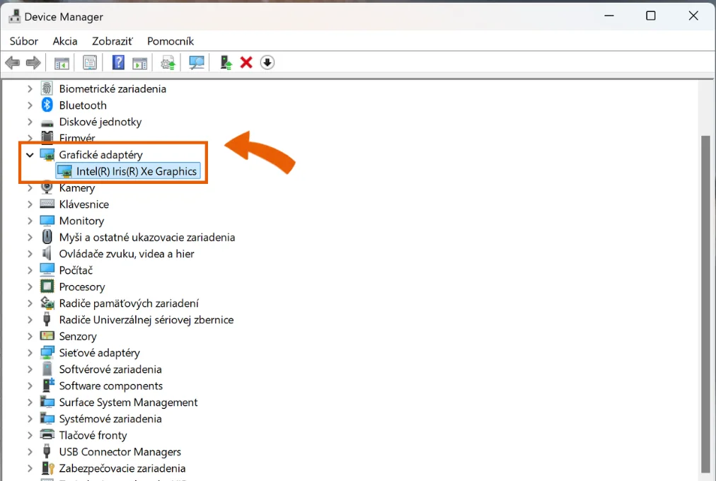 Správca zariadení Windows - grafické adaptéry