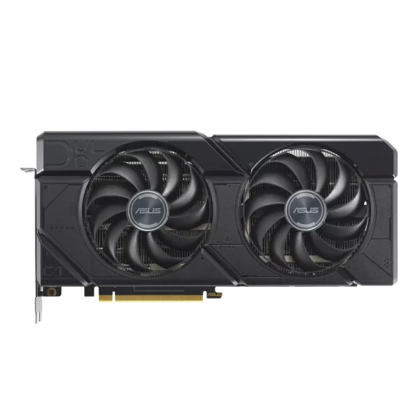 ASUS Dual Radeon RX 7800 XT OC Edition Pohľad na prednú stranu grafickej karty