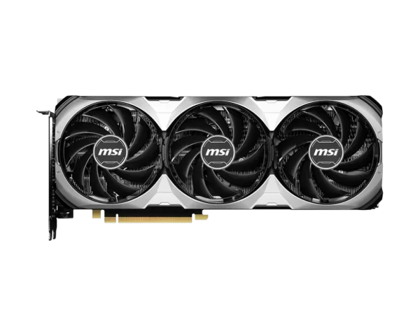 MSI GeForce RTX 4070 SUPER Predná strana - Predný pohľad na trojitý ventilátor.