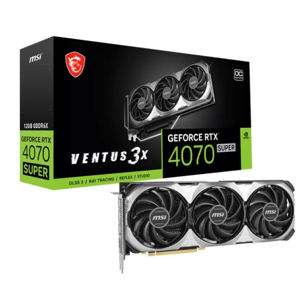 MSI GeForce RTX 4070 SUPER Ventus 3X OC - Balenie a samotná grafická karta pre optimálny výkon.