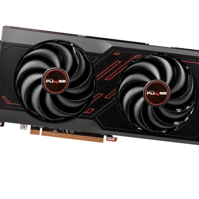 Sapphire PULSE AMD Radeon RX 7600 Predná strana - Grafická karta s dvomi ventilátormi a výkonom pre hry.