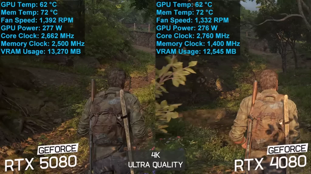 RTX 5080 vs RTX 4080 4k rozlíšenie gameplay