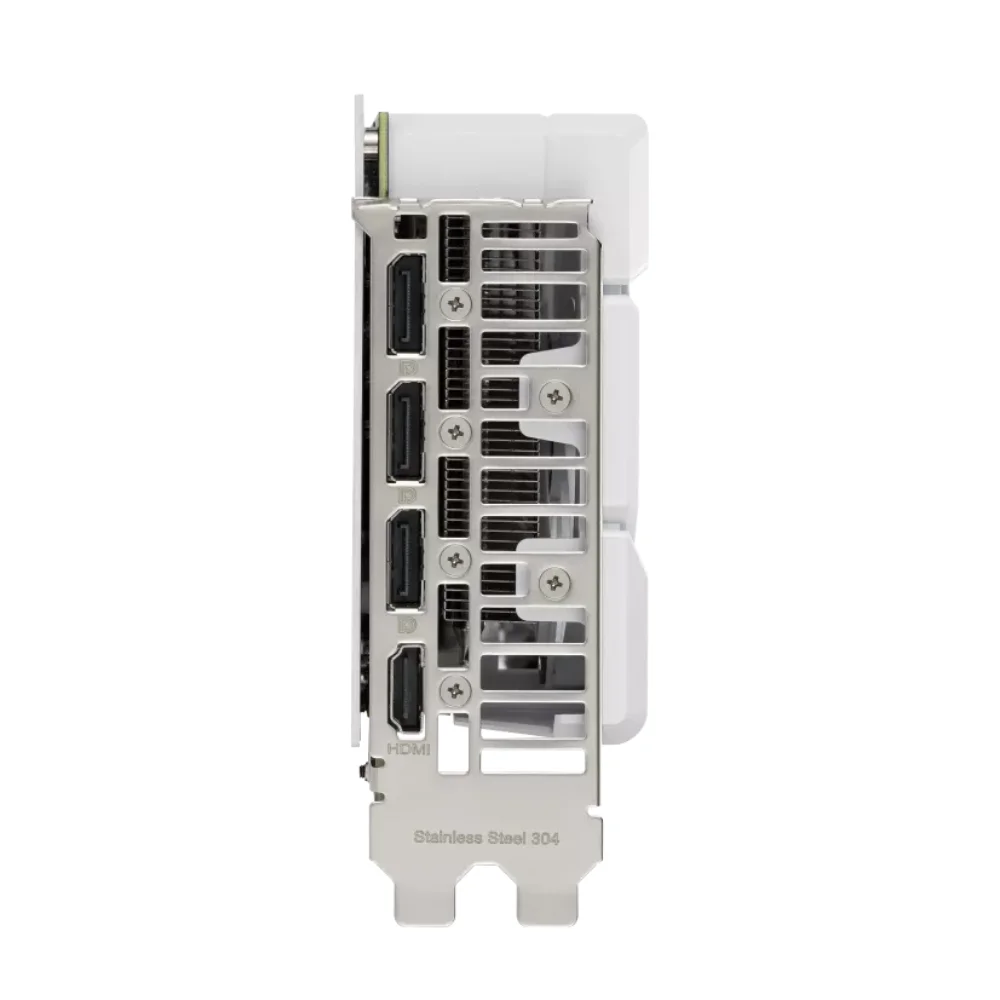 ASUS Dual GeForce RTX 4060 EVO White OC Edition 8GB – Zadný panel grafickej karty s výstupmi HDMI a DisplayPort ASUS Dual GeForce RTX 4060 EVO White OC Edition 8GB – Zadný panel grafickej karty s výstupmi HDMI a DisplayPort