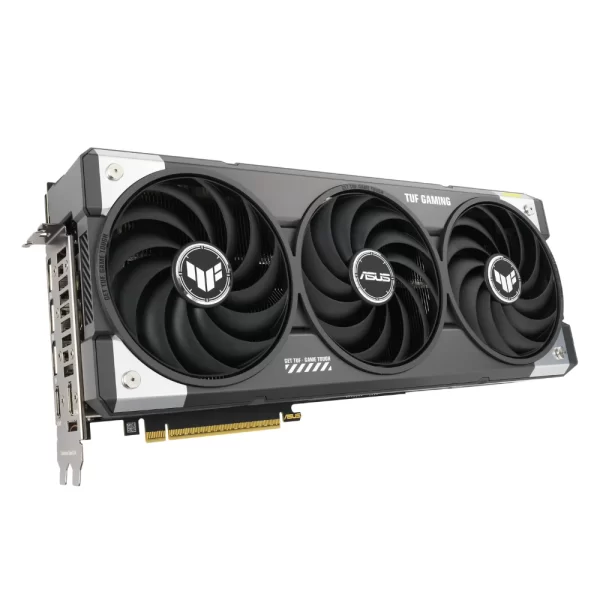 ASUS TUF Gaming GeForce RTX 5070 12GB GDDR7 OC Edition – čelný pohľad na grafickú kartu s tromi ventilátormi