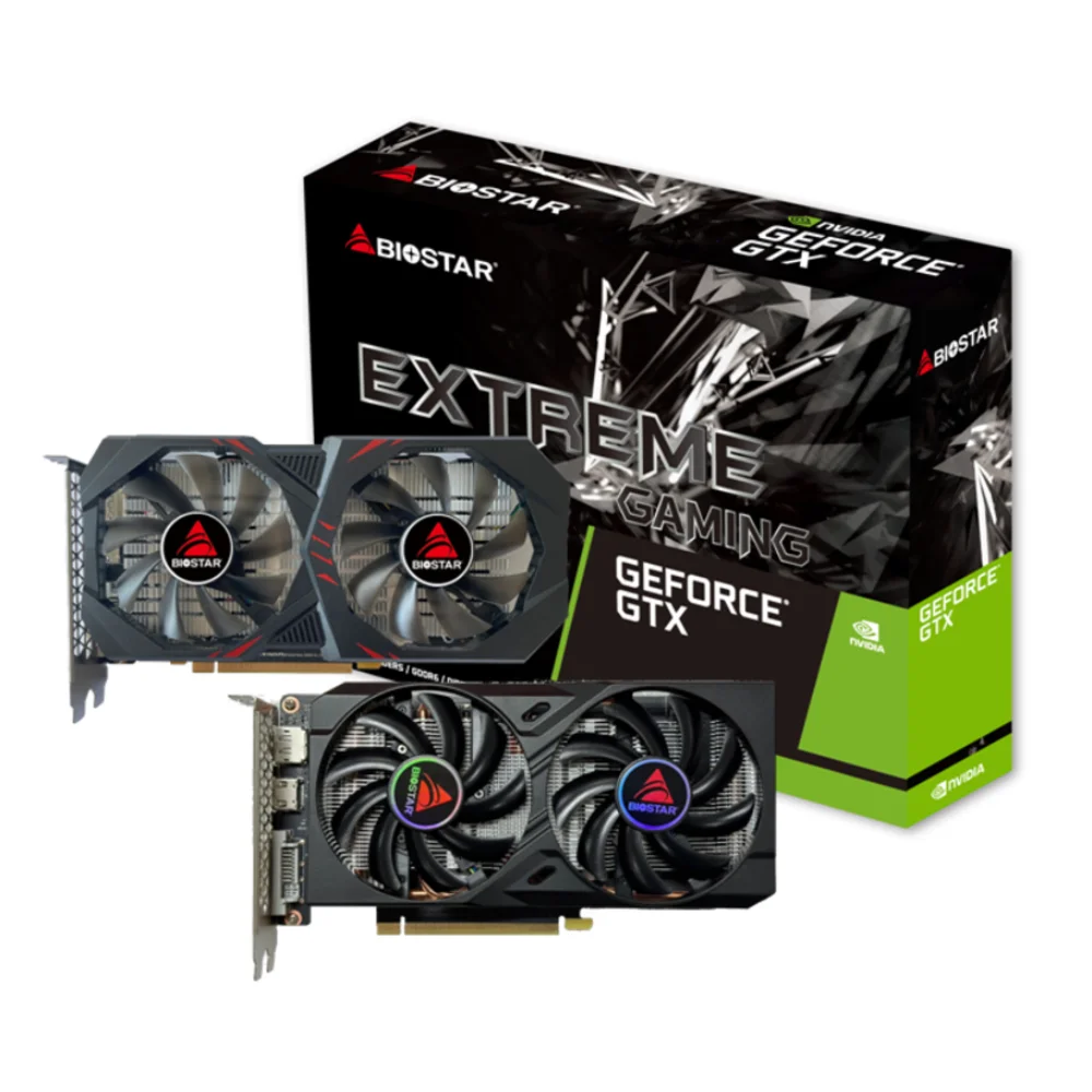 Biostar GeForce GTX 1660 Ti – Grafická karta s dvoma ventilátormi a originálnym balením Biostar GeForce GTX 1660 Ti – Grafická karta s dvoma ventilátormi a originálnym balením