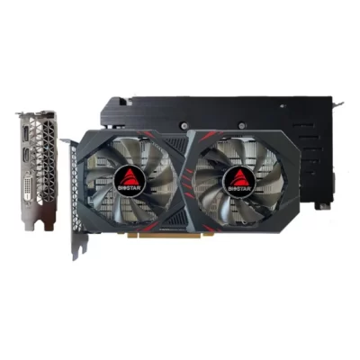 Biostar GeForce GTX 1660 Ti – Zadný pohľad na kartu s výstupmi HDMI, DisplayPort a DVI