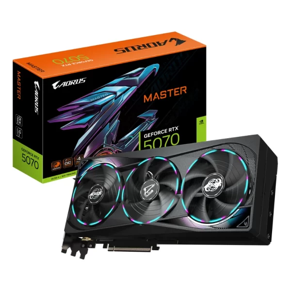 Gigabyte GeForce RTX 5070 AERO OC 12GB – Výstupy DisplayPort a HDMI na zadnej strane