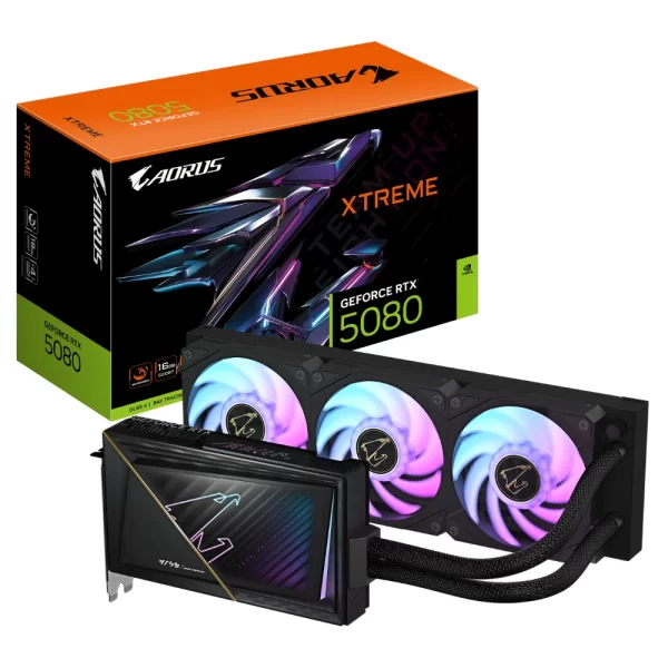 Gigabyte AORUS GeForce RTX 5080 Xtreme WATERFORCE 16GB – Balenie grafickej karty spolu s kartou s vodným chladením