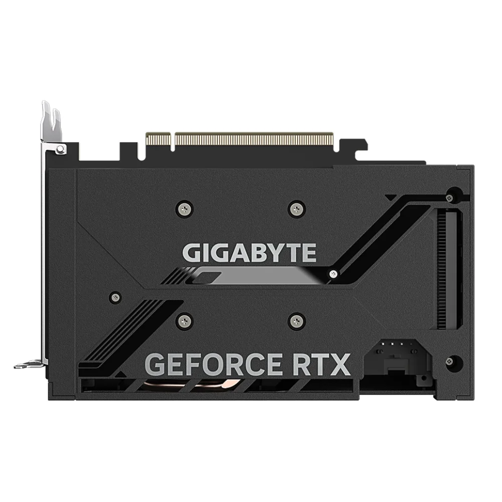 Gigabyte GeForce RTX 4060 WINDFORCE OC 8G – Zadný pohľad na backplate grafickej karty Gigabyte GeForce RTX 4060 WINDFORCE OC 8G – Zadný pohľad na backplate grafickej karty