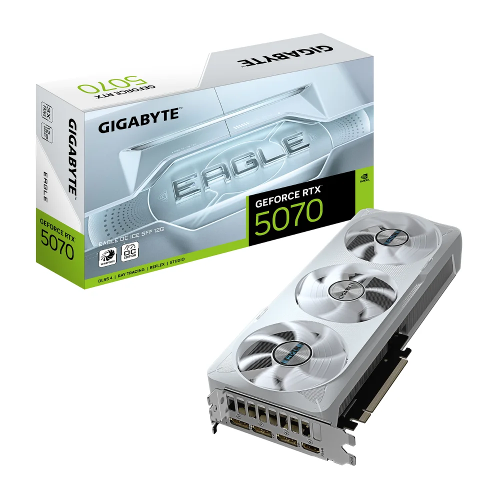 GIGABYTE GeForce RTX 5070 EAGLE OC ICE SFF 12G – grafická karta s balením GIGABYTE GeForce RTX 5070 EAGLE OC ICE SFF 12G – grafická karta s balením