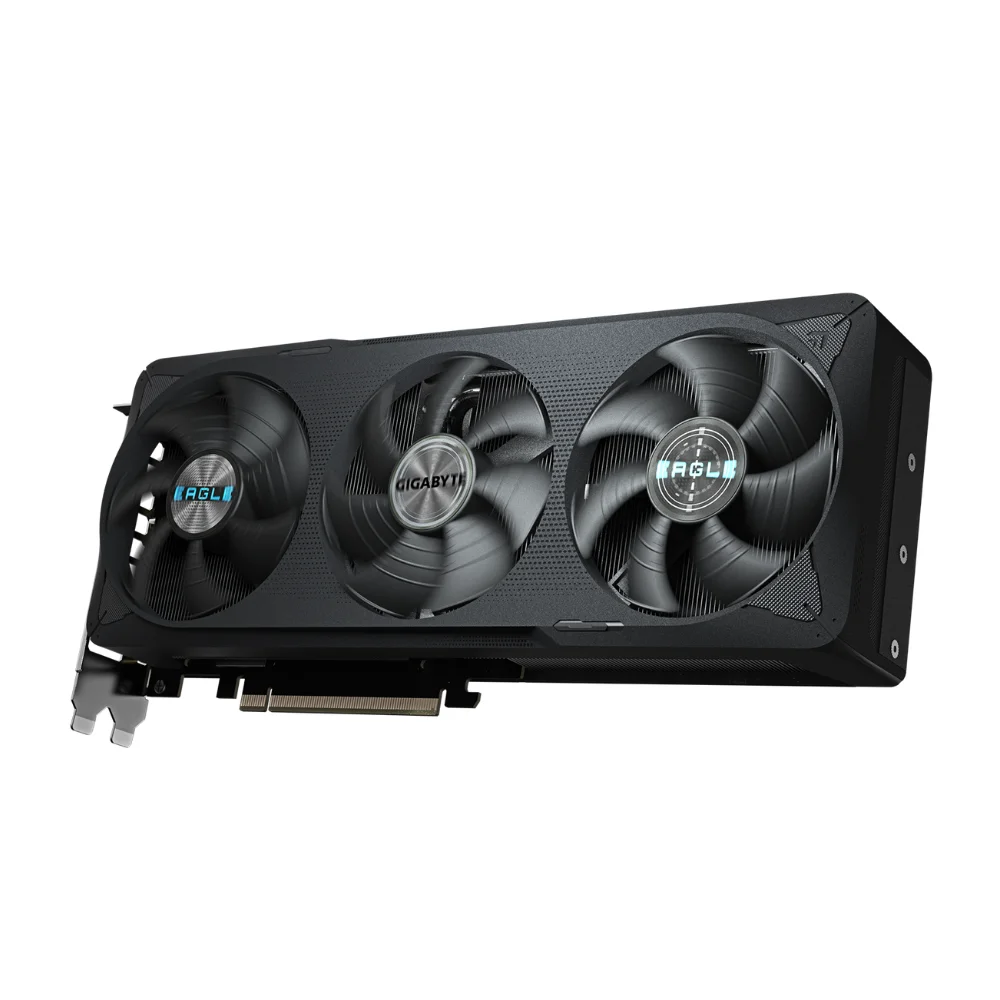 Gigabyte GeForce RTX 5070 EAGLE OC SFF 12G – Tri ventilátory a pohľad na prednú časť Gigabyte GeForce RTX 5070 EAGLE OC SFF 12G – Tri ventilátory a pohľad na prednú časť