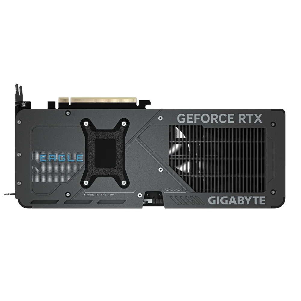 Gigabyte GeForce RTX 5070 EAGLE OC SFF 12G – Zadná strana karty s backplate a logom EAGLE Gigabyte GeForce RTX 5070 EAGLE OC SFF 12G – Zadná strana karty s backplate a logom EAGLE