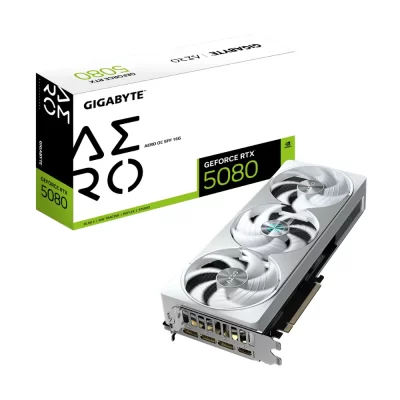 Gigabyte GeForce RTX 5080 AERO OC SFF 16GB – Karta a balenie s moderným bielym dizajnom