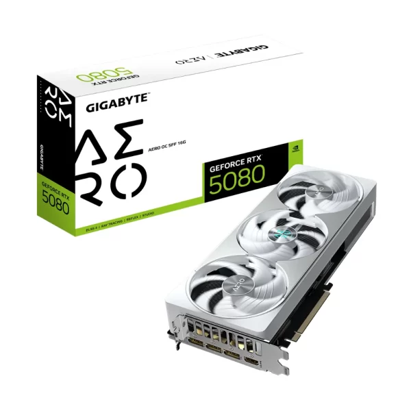 Gigabyte GeForce RTX 5080 AERO OC SFF 16GB – Karta a balenie s moderným bielym dizajnom