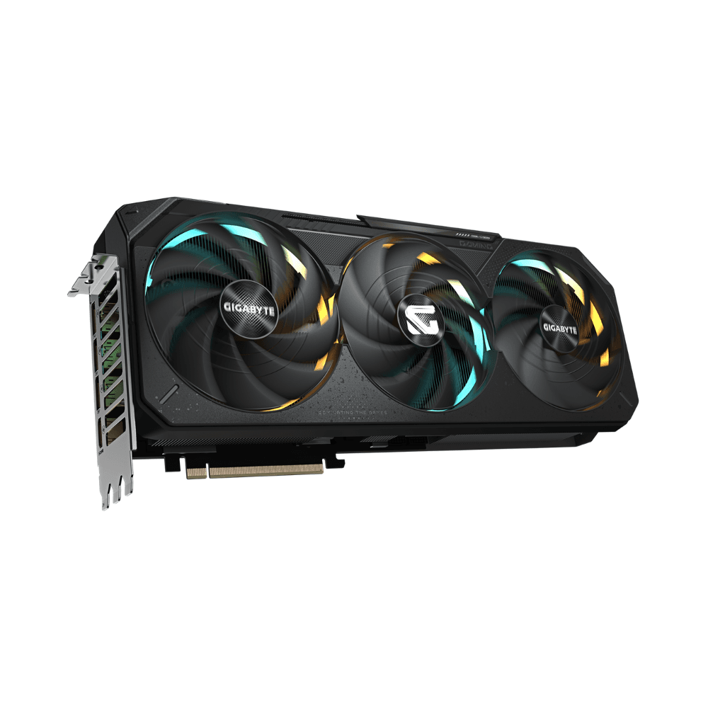 Gigabyte GeForce RTX 5080 GAMING OC 16G – Trojica ventilátorov z prednej perspektívy Gigabyte GeForce RTX 5080 GAMING OC 16G – Trojica ventilátorov z prednej perspektívy