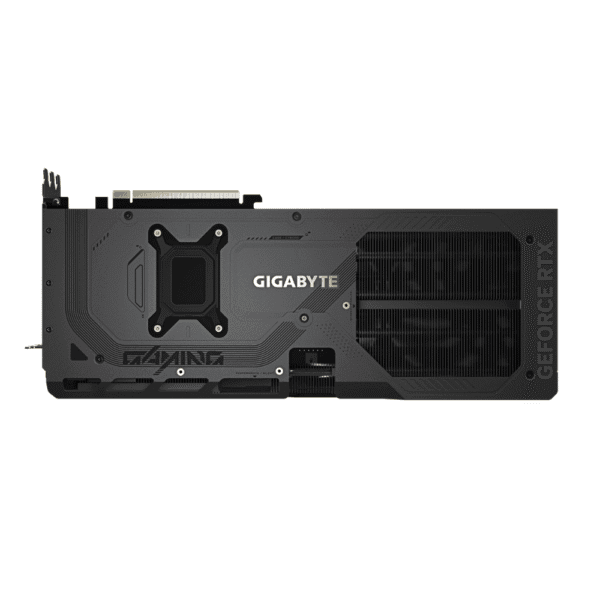 Gigabyte GeForce RTX 5080 GAMING OC 16G – Zadný backplate karty s logom GIGABYTE a výrazným rebrovaním