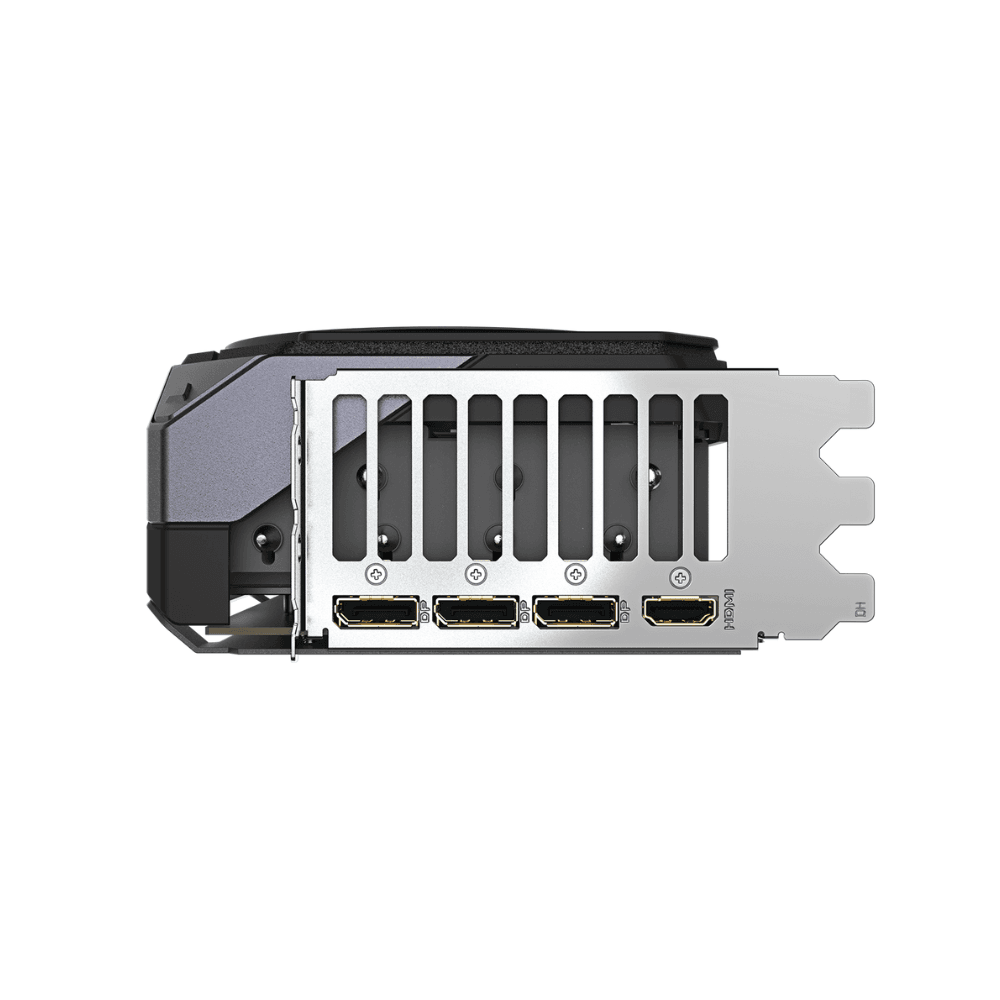 Gigabyte GeForce RTX 5080 GAMING OC 16G – Zadný panel s portami HDMI a DisplayPort Gigabyte GeForce RTX 5080 GAMING OC 16G – Zadný panel s portami HDMI a DisplayPort