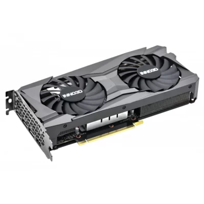 Inno3D GeForce RTX 3060 8GB Twin X2 – Dvojventilátorová čierna grafická karta s robustným chladičom a výstupmi na boku