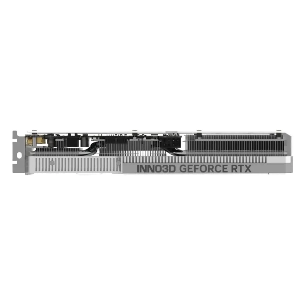 INNO3D GeForce RTX 4060 Ti 8GB TWIN X2 OC WHITE – pohľad zboku na chladič a napájanie grafickej karty INNO3D GeForce RTX 4060 Ti 8GB TWIN X2 OC WHITE – pohľad zboku na chladič a napájanie grafickej karty