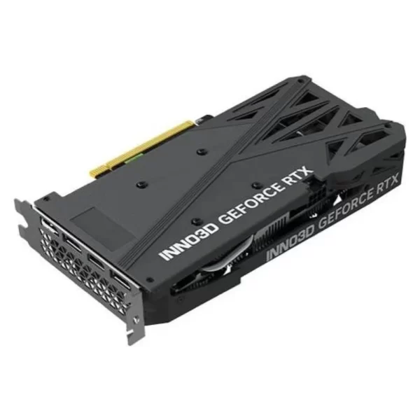 Inno3D GeForce RTX 4060 Twin X2 8GB – Zadná strana karty s logom a výrezmi na chladenie