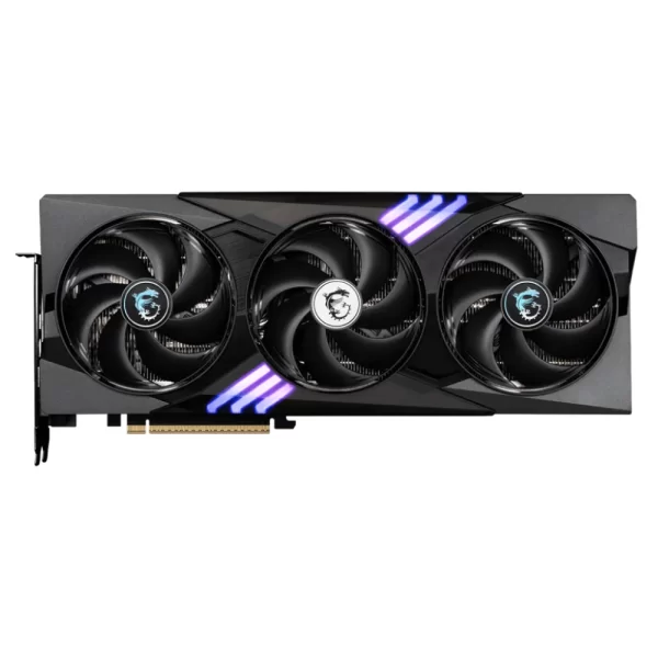 MSI GeForce RTX 5070 12G GAMING TRIO OC – čelný pohľad na chladič s tromi ventilátormi a podsvietením