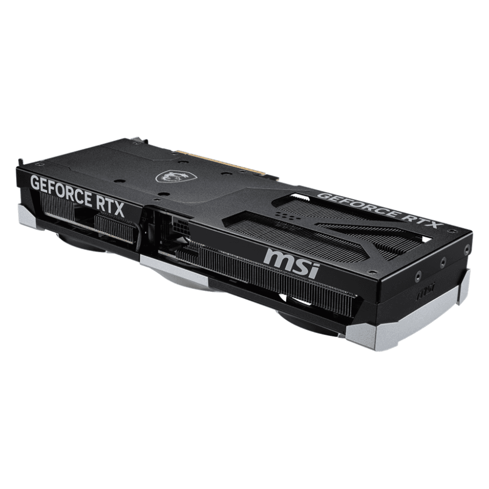 MSI GeForce RTX 5080 16G VENTUS 3X OC PLUS – Bočný pohľad na kartu s nápisom GEFORCE RTX MSI GeForce RTX 5080 16G VENTUS 3X OC PLUS – Bočný pohľad na kartu s nápisom GEFORCE RTX