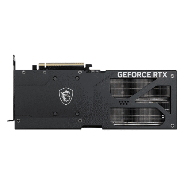 MSI GeForce RTX 5080 16G VENTUS 3X OC PLUS  – Zadná strana grafickej karty s logom a backplate-om