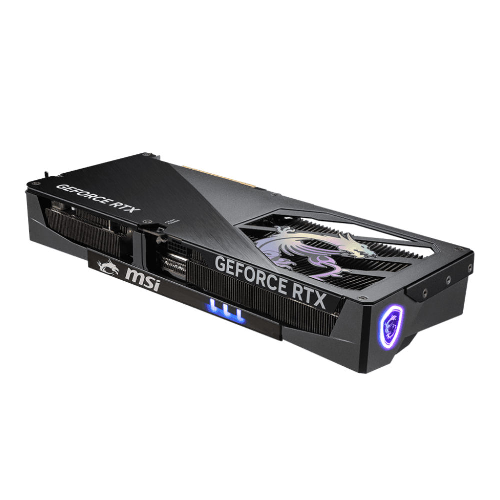 MSI GeForce RTX 5080 16G GAMING TRIO OC – Bočný pohľad na kartu s pasívnym chladením MSI GeForce RTX 5080 16G GAMING TRIO OC – Bočný pohľad na kartu s pasívnym chladením