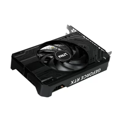 Palit GeForce RTX 4060 Ti StormX 8GB – Pohľad na hornú čásť grafickej karty s logom