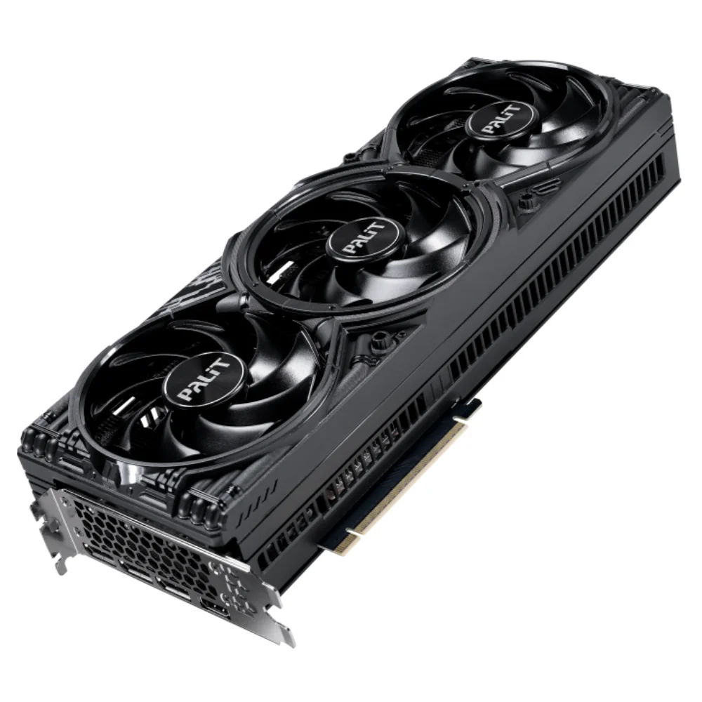 Palit GeForce RTX 5070 GamingPro OC 12 GB – Detailný 3D pohľad na grafickú kartu s trojventilátorovým chladením Palit GeForce RTX 5070 GamingPro OC 12 GB – Detailný 3D pohľad na grafickú kartu s trojventilátorovým chladením