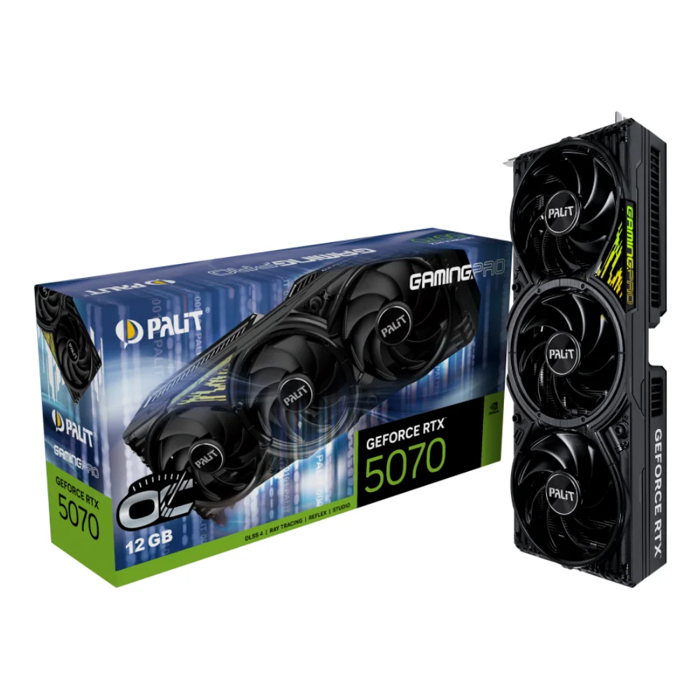 Palit GeForce RTX 5070 GamingPro OC 12 GB – Grafická karta s trojventilátorovým dizajnom a balením Palit GeForce RTX 5070 GamingPro OC 12 GB – Grafická karta s trojventilátorovým dizajnom a balením