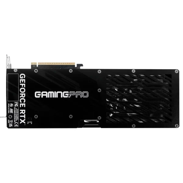 Palit GeForce RTX 5070 GamingPro OC 12 GB – Zadná strana grafickej karty s čiernym backplate a nápisom GAMINGPRO