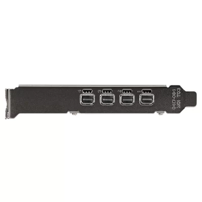 PNY NVIDIA T1000 4GB – Zadný panel grafickej karty so štyrmi mini DisplayPort výstupmi pre profesionálne zobrazovanie