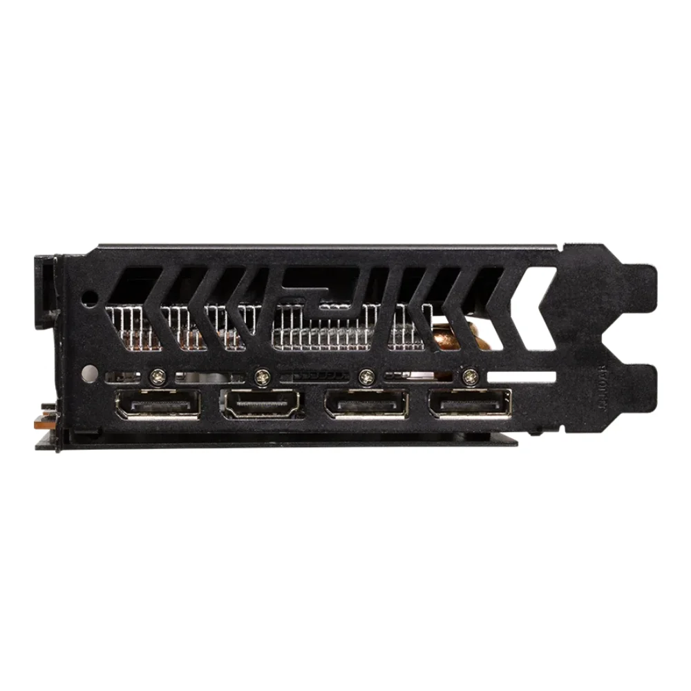 PowerColor Fighter AMD Radeon RX 7600 8GB GDDR6 – Zadný panel karty s výstupmi HDMI a DisplayPort v čiernom kovovom ráme PowerColor Fighter AMD Radeon RX 7600 8GB GDDR6 – Zadný panel karty s výstupmi HDMI a DisplayPort v čiernom kovovom ráme