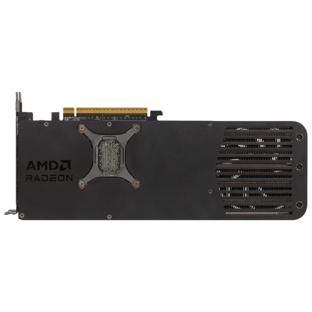 PowerColor Radeon RX 9070 XT Reaper 16GB – Zadná strana grafickej karty s kovovým backplate a dizajnovým vzorom PowerColor Radeon RX 9070 XT Reaper 16GB – Zadná strana grafickej karty s kovovým backplate a dizajnovým vzorom