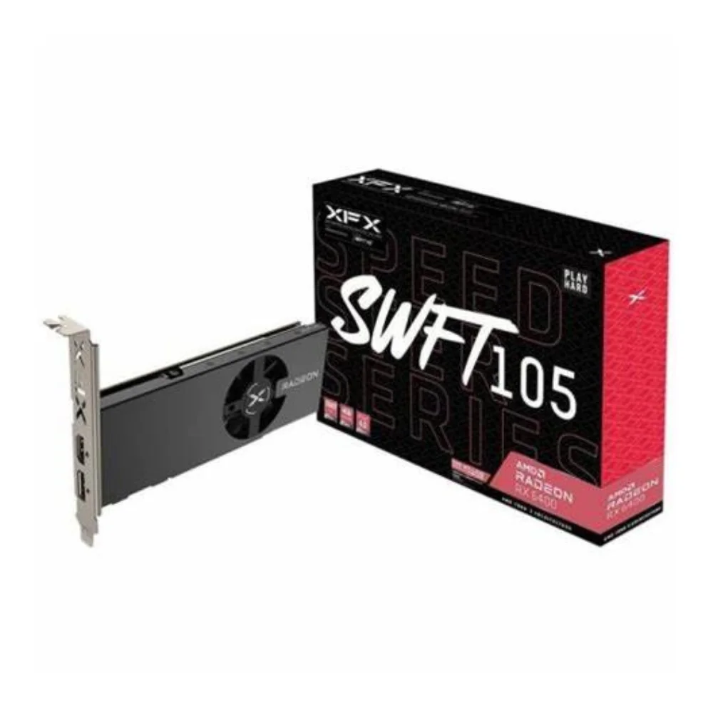XFX SPEEDSTER SWFT105 RADEON RX 6400 4GB GDDR6 – Nízkoprofilová grafická karta s jedným ventilátorom a čiernym dizajnom XFX SPEEDSTER SWFT105 RADEON RX 6400 4GB GDDR6 – Nízkoprofilová grafická karta s jedným ventilátorom a čiernym dizajnom