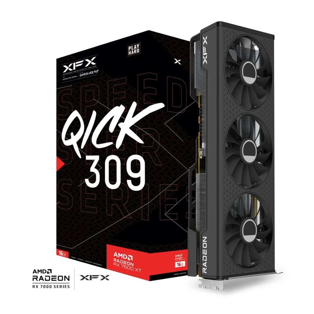 XFX SPEEDSTER QICK 309 AMD Radeon RX 7600 XT 16GB – Grafická karta s trojventilátorovým chladením a originálnym balením XFX SPEEDSTER QICK 309 AMD Radeon RX 7600 XT 16GB – Grafická karta s trojventilátorovým chladením a originálnym balením
